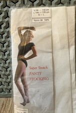 Shen Hu Vintage 1980s New White Super Stretch Panty Tights One Size 31/43" Waist