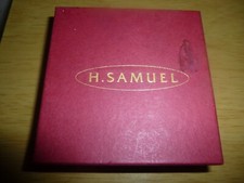 Vintage Empty 'H.Samuel' red tone jewellery gift box. 9cm square (D34)