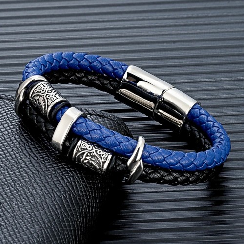 Viking leather bracelet men - leather,
