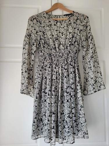 Zara black white floral - white,
