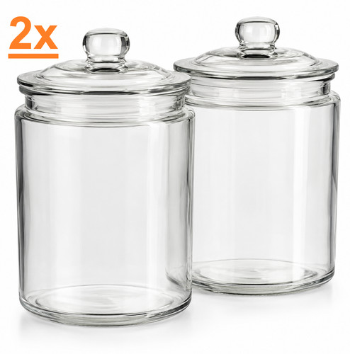 Glass storage jars set -  glass, of
