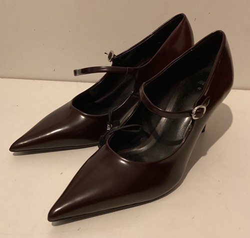 Zara burgundy mary jane heels - burgundy,