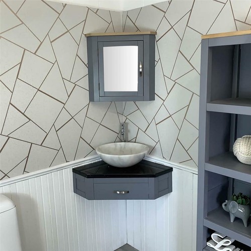 Grey bathroom vanity - vanity, unit