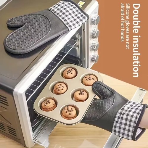Pair silicone oven gloves - oven,