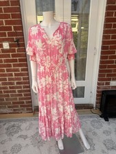 BNWOT M&S Pink Floral Belted waisted Midaxi Dress Size 14 ASO Holly Willoughby