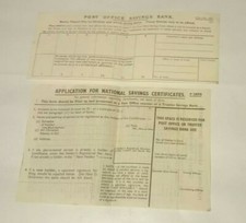 Application for National Savings Certificates & deposit slip for children unused