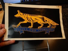 TRANSFER MILITARY BADGE VINTAGE SUIT VEHICLE FILM PROP queens own yeomanry fox D