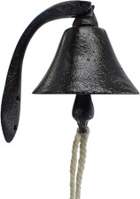 Cast Iron Dinner Bells with Rope, Decorative Hanging Bell for Church, Home, Scho