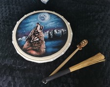 Shamanic Style Drum with Wolf