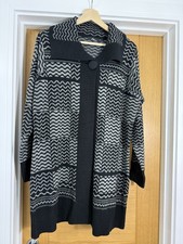 BNWOT Ladies Bon Marche Black /Grey Long Cardigan/Coatigan Size M