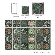 24 Pcs Moroccan Style Tile Wall Stickers Kitchen Bathroom Self-Adhesive Decals