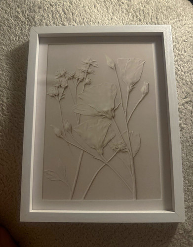 Two white floral shadow box - floral,