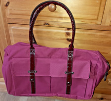Anne de Lancay - Purse + Travel/Holdall/Flight/Weekender Bag Burgundy/Pink NEW