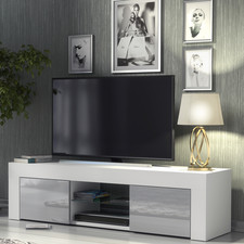 130cm TV Unit Sideboard Cabinet | Cupboard TV Stand | Grey High Gloss Doors
