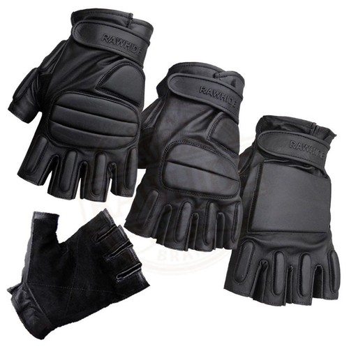 Leather fingerless padded - leather,