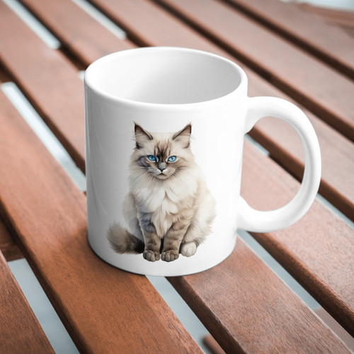 Birman cat 11oz white mug - white,
