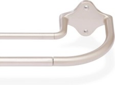 Adjustable Extending Double Curtain & Net Rod Double Rail Pole 71-122cm Nickel