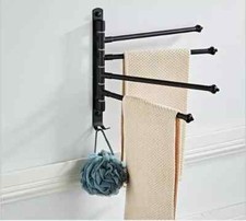 4 Arms Swivel Towel Bar Rail Rack with Wall Mounted 180° Rotation Towel Hanger
