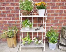 Vintage Cream Scrolled Three Tier Plant Stand