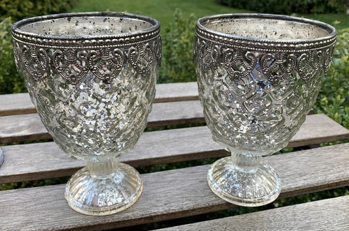 Chic antique pair glass silver - pair,