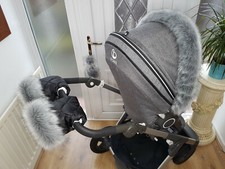 Baby Pram Hand Mittens Stokke Winter Kit With Fur Warmer Muff Stroller Gloves 