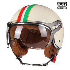 Helmet Open Face Motorcycle Retro Scooter Chopper Motor Bike Italy Style DOT 3/4