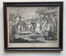 Antique Hogarth Engraving Hudibras  The Bear And The Fiddler
