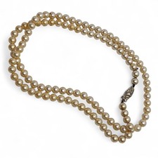 Vintage Pompadour Faux Pearl Necklace 27" Single Strand Costume Jewellery