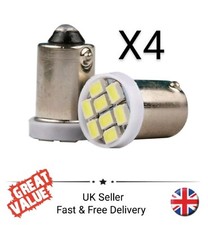 4x White light 12v BA9S LED Bulbs - 8 LEDs - Motorhome Caravan Car Camper Van