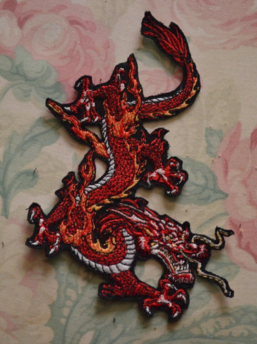 Red biker back patch - back, iron/sew