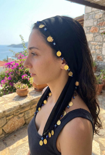 Turkish handmade black bandana - turkish,