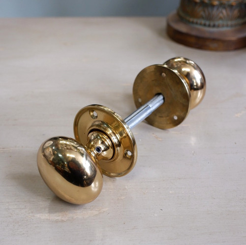 Pair brass vintage round - pair, of