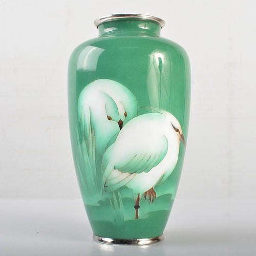 Cloisonne ware vase birds - cloisonne,