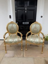 Pair Louis XVI Gilt Armchairs