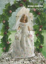 Fashion Doll Clothes Bridal Wear Dress 11 Inch Knitting Pattern DK  Sirdar 2045