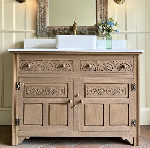 Vintage oak vanity sink - , unit