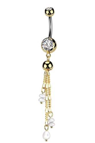 Titanium dangle belly bar - titanium,