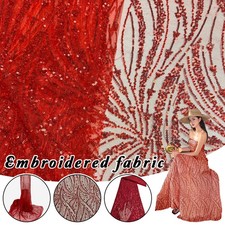 Sequin Beaded Lace Fabric French Tulle Embroidery DIY Sewing Party Wedding Cloth