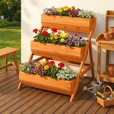 Wooden ladder planter trough - wooden,