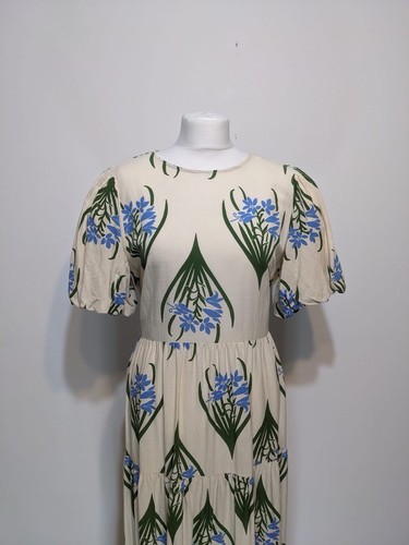 Zara ecru white blue floral - zara,