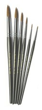 Set of 6 Round-tip Natural Sable Mixture Artist Brushes Acrylic Oil Watercolour 