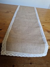Hessian Table Runner jute crochet lace Boho Wedding Decor Centrepiece 