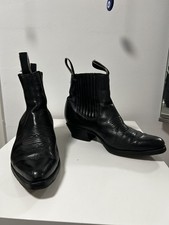 BLACK  LEATHER ANKLE CUBAN