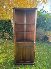 Vintage Oak Corner Display Cabinet: Old Charm, Gothic Revival Style. Can deliver