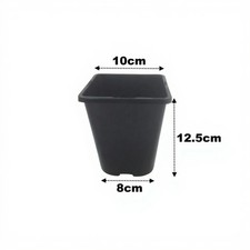 1 Litre Square Plant Pots 4" Black Plastic Seed Nursery Flower Pot Qty = 40