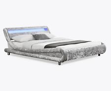 Velvet Double Bed Frame With LED Lighrs