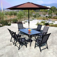 Metal Garden Dining Set Glass