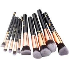 UK Stock 10 Piece Marble Make Up Brushes Set Foundation, Blusher, Powder Brush