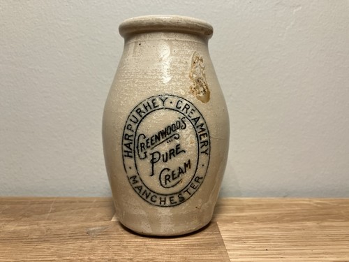 Cream pot crock - cream, manchester