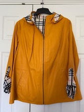 New Ladies Yellow Fisherman’s Style Lined Leather Coat Size 16
